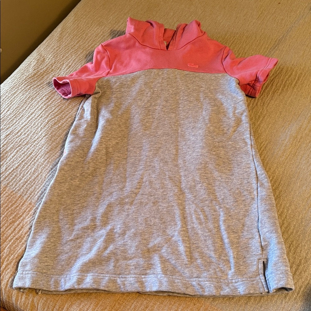 Girls' SPORT Fleece Sweatshirt Dress hoodie short sleeve Lacoste 8 grey pink